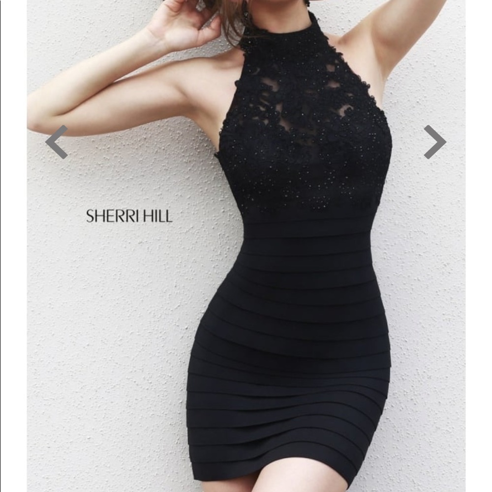 Sherri Hill 32048 Black Bandage Mini Dress Size 4 HOMECOMING